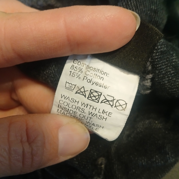 Black Distressed Cropped Denim Jacket, Shein Large, Edgy Grunge Fray - Picture 7 of 7